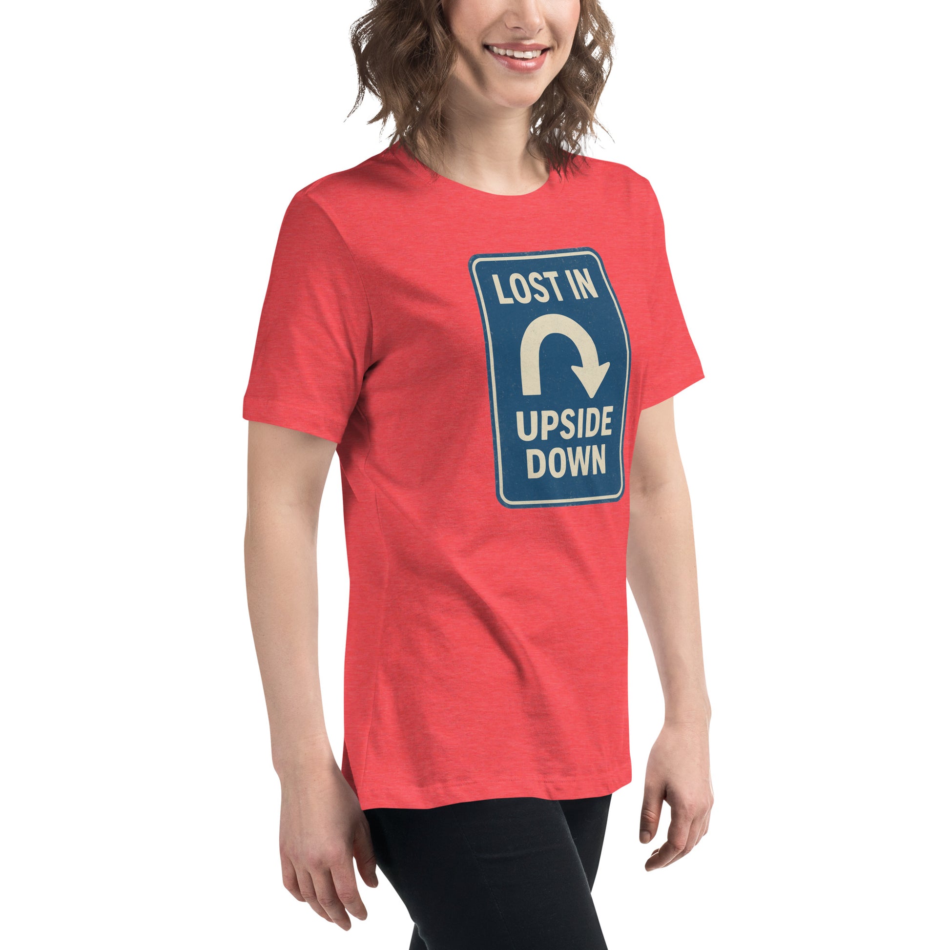 Lost in the Upside Down Women's Relaxed T-Shirt  from Rare Plus Apparel – unique movie & pop culture inspired design.