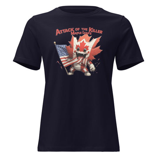 Maple Mayhem Women's Relaxed T-Shirt  from Rare Plus Apparel – unique movie & pop culture inspired design.