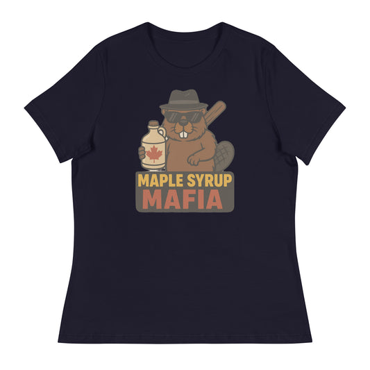 Maple Syrup Mafia Women's Relaxed T-Shirt  from Rare Plus Apparel – unique movie & pop culture inspired design.