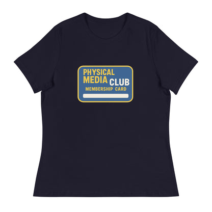 Physical Media Club Women's Relaxed T-Shirt  from Rare Plus Apparel – unique movie & pop culture inspired design.