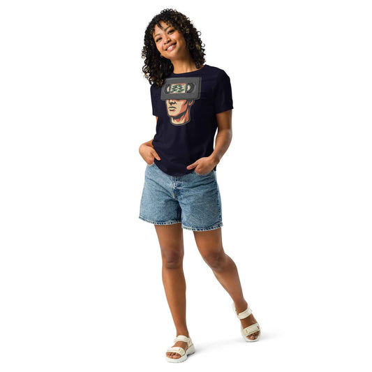 Tape Head Retro VHS Horror Design Women's Relaxed T-Shirt