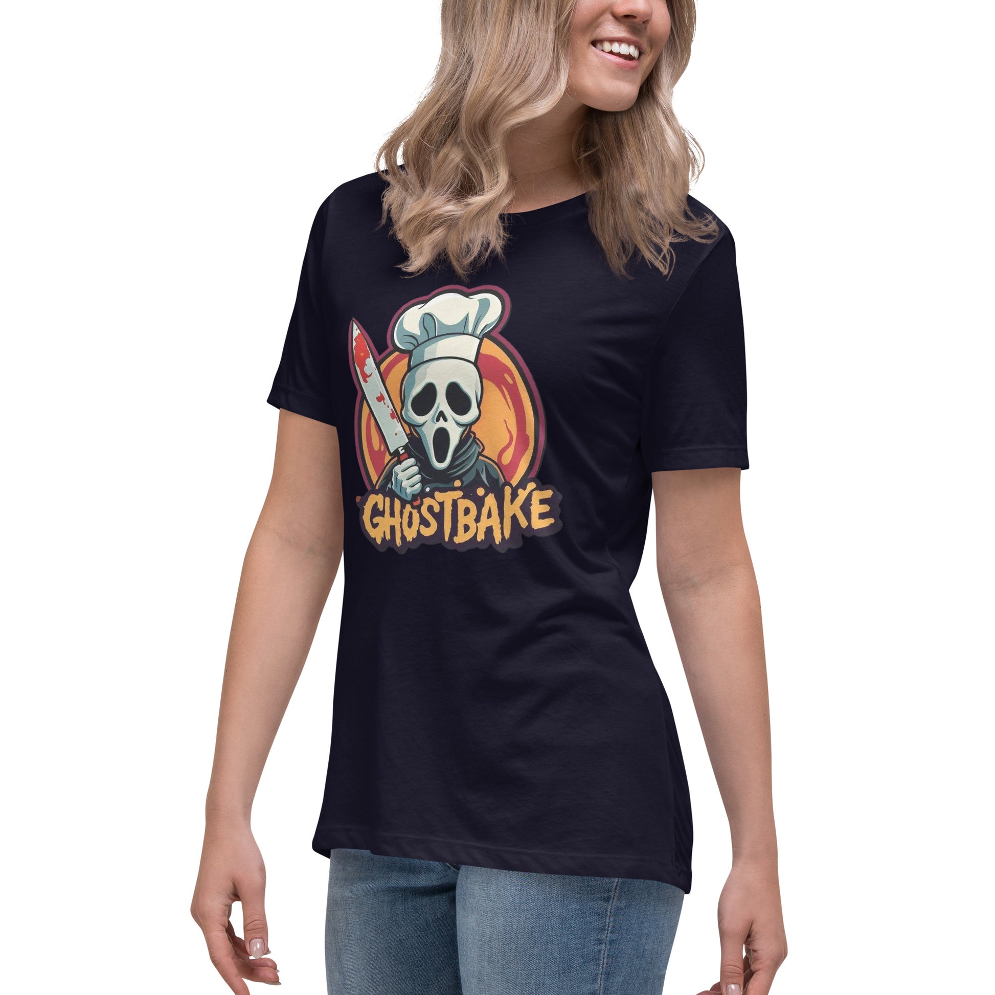 GhostBake Women's Relaxed T-Shirt  from Rare Plus Apparel – unique movie & pop culture inspired design.