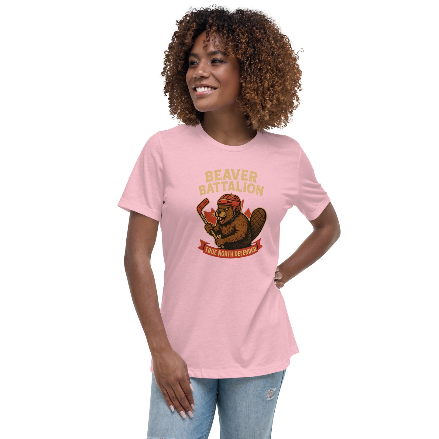 Beaver Battalion – True North Defender Women's Relaxed T-Shirt  from Rare Plus Apparel – unique movie & pop culture inspired design.
