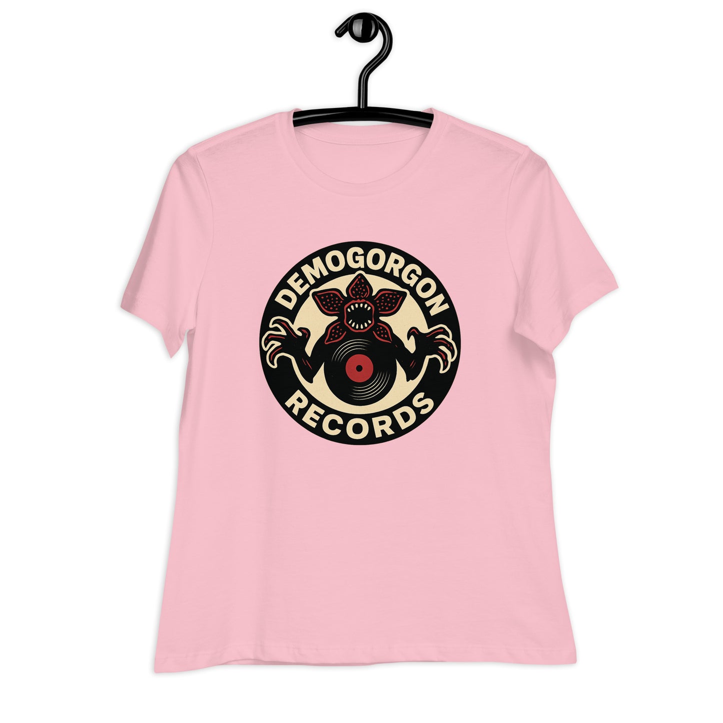 Demogorgon Records Women's Relaxed T-Shirt  from Rare Plus Apparel – unique movie & pop culture inspired design.