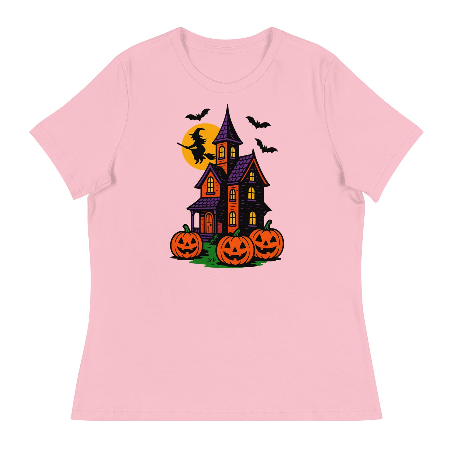 Haunted Halloween House Women's Relaxed T-Shirt  from Rare Plus Apparel – unique movie & pop culture inspired design.