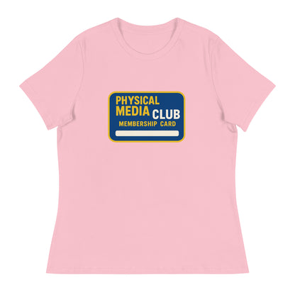 Physical Media Club Women's Relaxed T-Shirt  from Rare Plus Apparel – unique movie & pop culture inspired design.