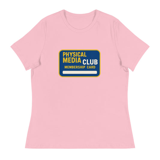 Physical Media Club Women's Relaxed T-Shirt  from Rare Plus Apparel – unique movie & pop culture inspired design.