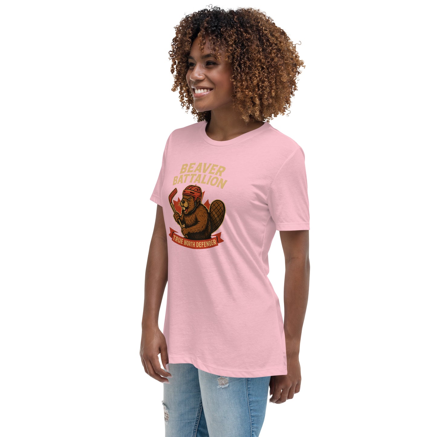 Beaver Battalion – True North Defender Women's Relaxed T-Shirt  from Rare Plus Apparel – unique movie & pop culture inspired design.