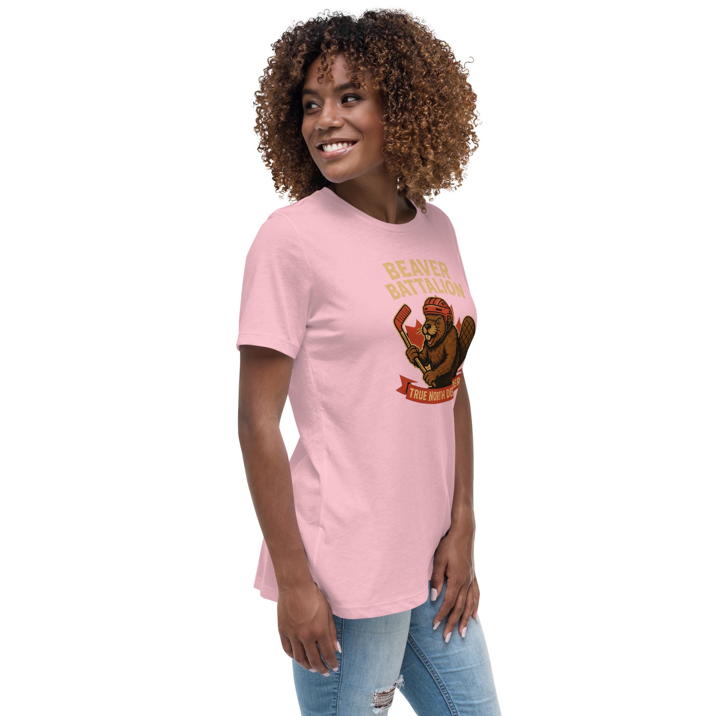 Beaver Battalion – True North Defender Women's Relaxed T-Shirt  from Rare Plus Apparel – unique movie & pop culture inspired design.