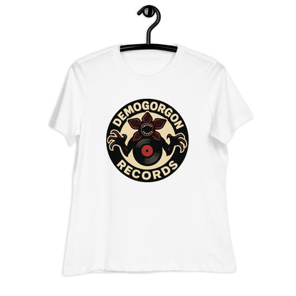 Demogorgon Records Women's Relaxed T-Shirt  from Rare Plus Apparel – unique movie & pop culture inspired design.