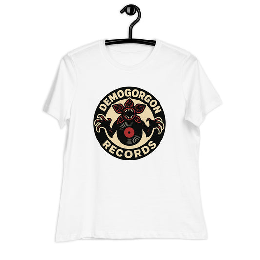Demogorgon Records Women's Relaxed T-Shirt  from Rare Plus Apparel – unique movie & pop culture inspired design.