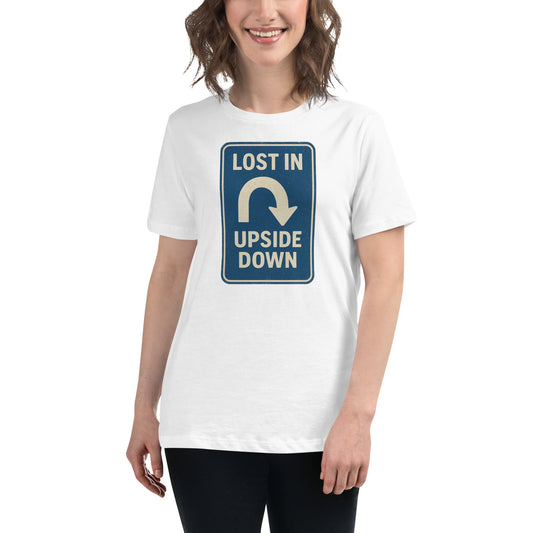 Lost in the Upside Down Women's Relaxed T-Shirt  from Rare Plus Apparel – unique movie & pop culture inspired design.