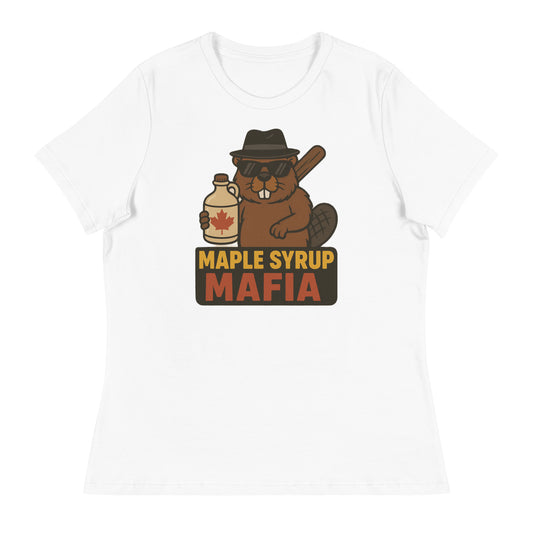 Maple Syrup Mafia Women's Relaxed T-Shirt  from Rare Plus Apparel – unique movie & pop culture inspired design.