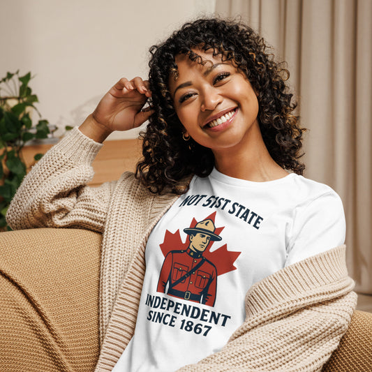 Not 51st State Mountie Women's Relaxed T-Shirt  from Rare Plus Apparel – unique movie & pop culture inspired design.