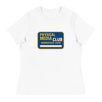 Physical Media Club Women's Relaxed T-Shirt  from Rare Plus Apparel – unique movie & pop culture inspired design.