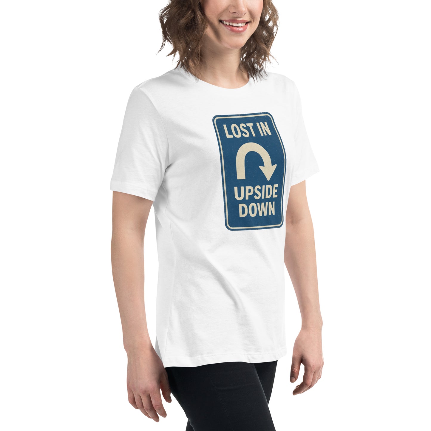 Lost in the Upside Down Women's Relaxed T-Shirt  from Rare Plus Apparel – unique movie & pop culture inspired design.
