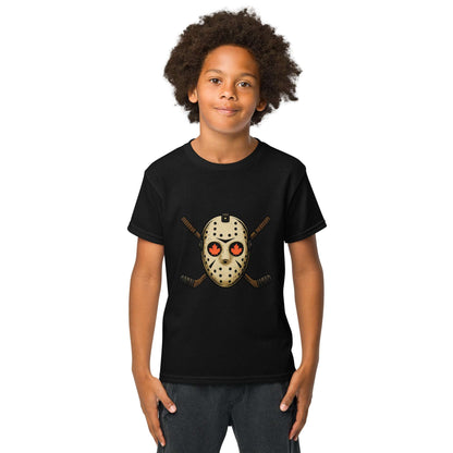Hockey Mask Haunt Youth t-shirt  from Rare Plus Apparel – unique movie & pop culture inspired design.