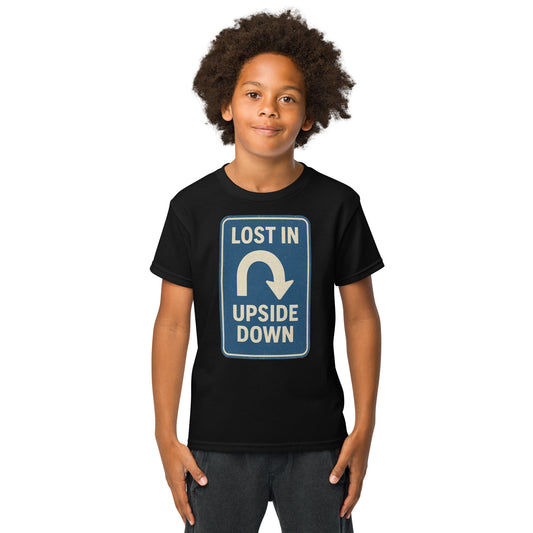 Lost in the Upside Down Youth t-shirt  from Rare Plus Apparel – unique movie & pop culture inspired design.