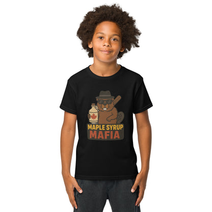 Maple Syrup Mafia Youth t-shirt  from Rare Plus Apparel – unique movie & pop culture inspired design.