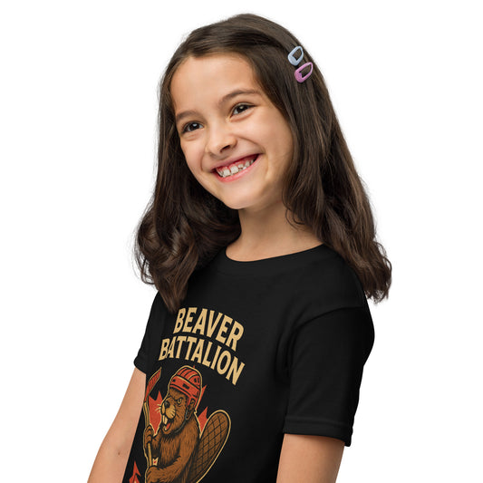 Beaver Battalion – True North Defender Youth t-shirt  from Rare Plus Apparel – unique movie & pop culture inspired design.