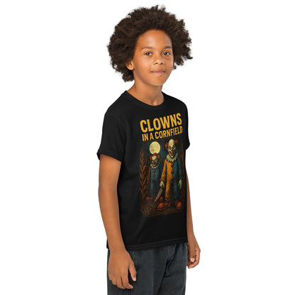 Clowns in a Cornfield Youth t-shirt  from Rare Plus Apparel – unique movie & pop culture inspired design.