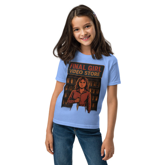 Final Girl Video Store Youth t-shirt  from Rare Plus Apparel – unique movie & pop culture inspired design.