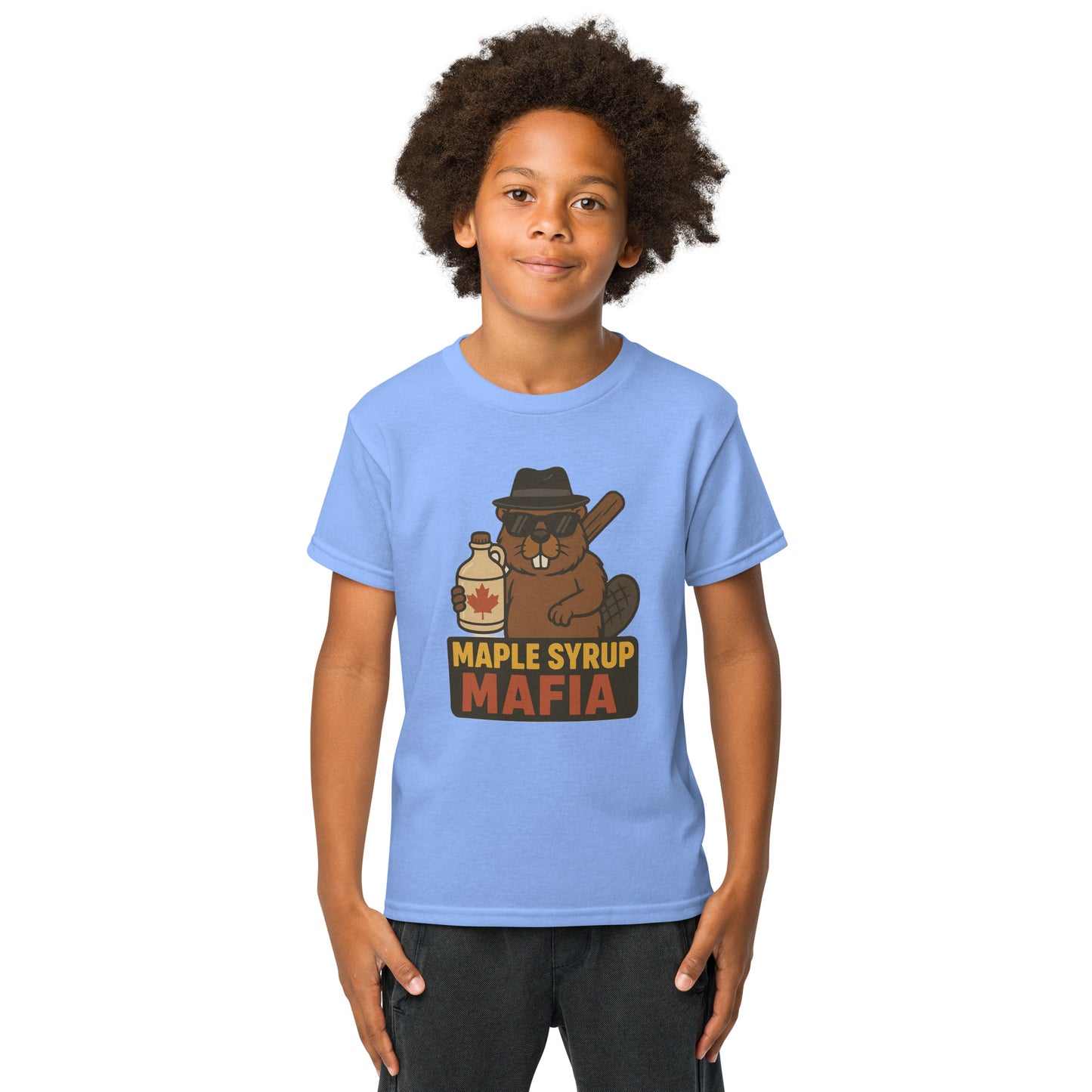Maple Syrup Mafia Youth t-shirt  from Rare Plus Apparel – unique movie & pop culture inspired design.