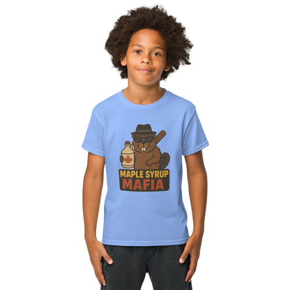 Maple Syrup Mafia Youth t-shirt  from Rare Plus Apparel – unique movie & pop culture inspired design.