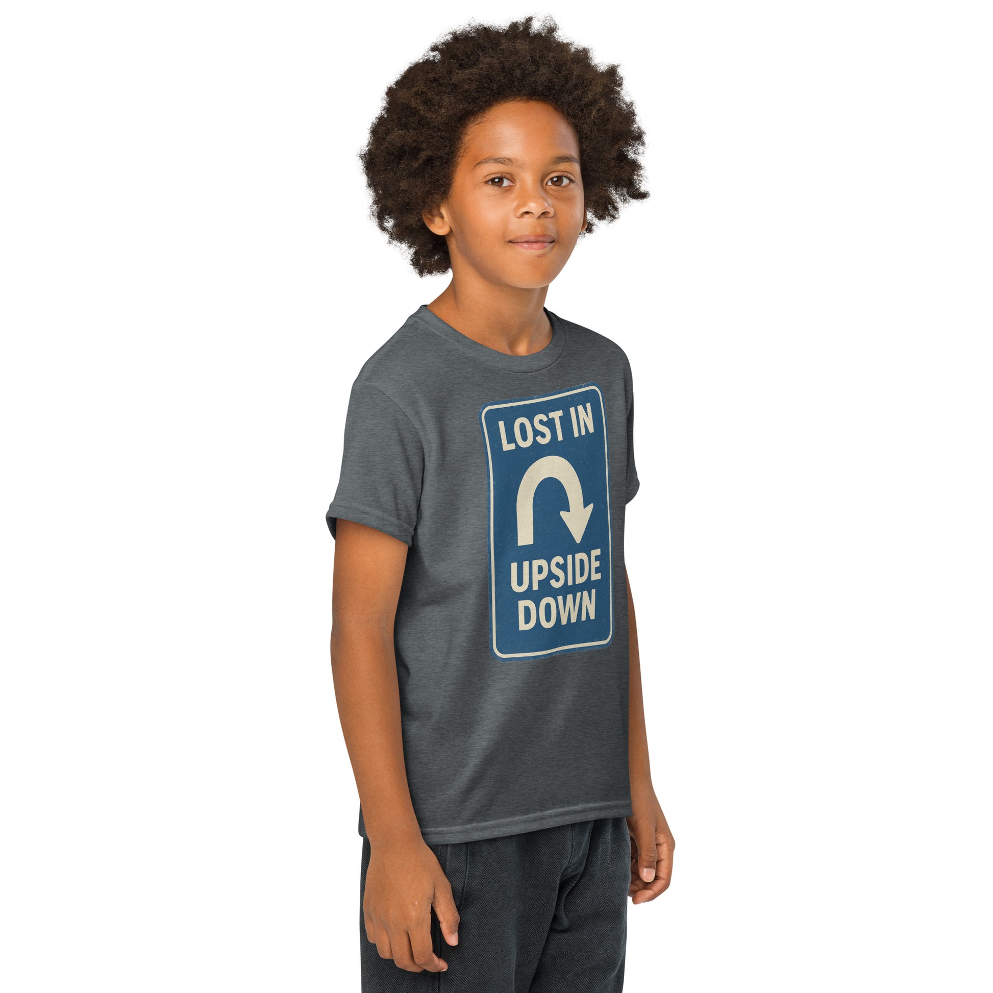 Lost in the Upside Down Youth t-shirt  from Rare Plus Apparel – unique movie & pop culture inspired design.