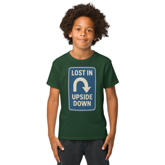 Lost in the Upside Down Youth t-shirt  from Rare Plus Apparel – unique movie & pop culture inspired design.