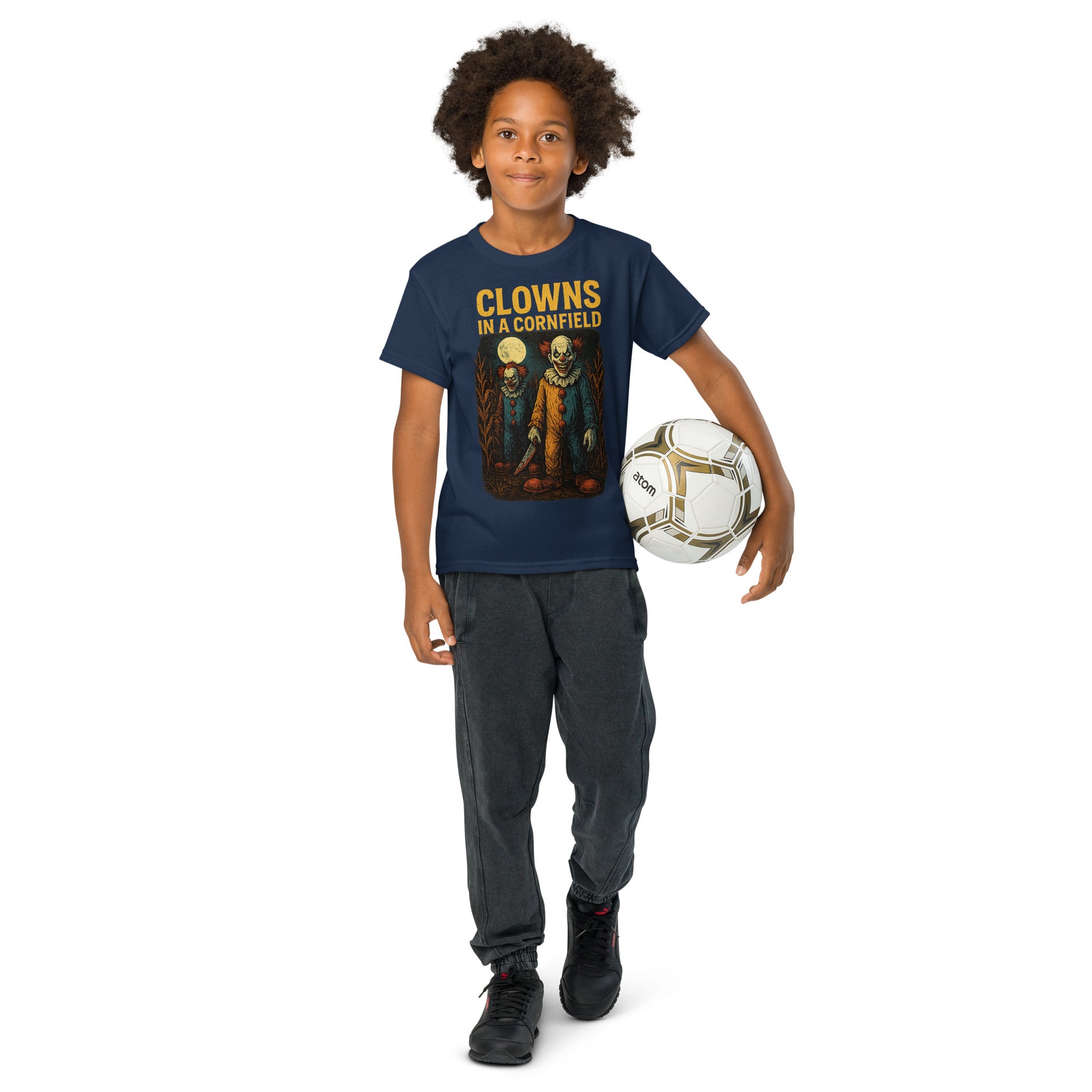 Clowns in a Cornfield Youth t-shirt  from Rare Plus Apparel – unique movie & pop culture inspired design.