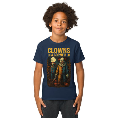 Clowns in a Cornfield Youth t-shirt  from Rare Plus Apparel – unique movie & pop culture inspired design.
