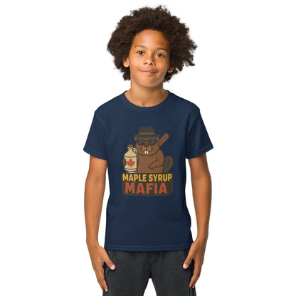 Maple Syrup Mafia Youth t-shirt  from Rare Plus Apparel – unique movie & pop culture inspired design.