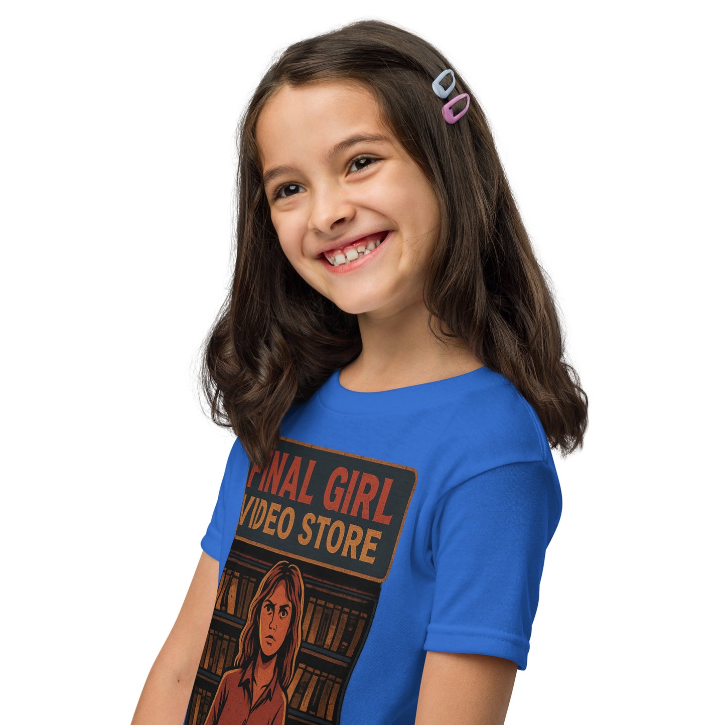 Final Girl Video Store Youth t-shirt  from Rare Plus Apparel – unique movie & pop culture inspired design.