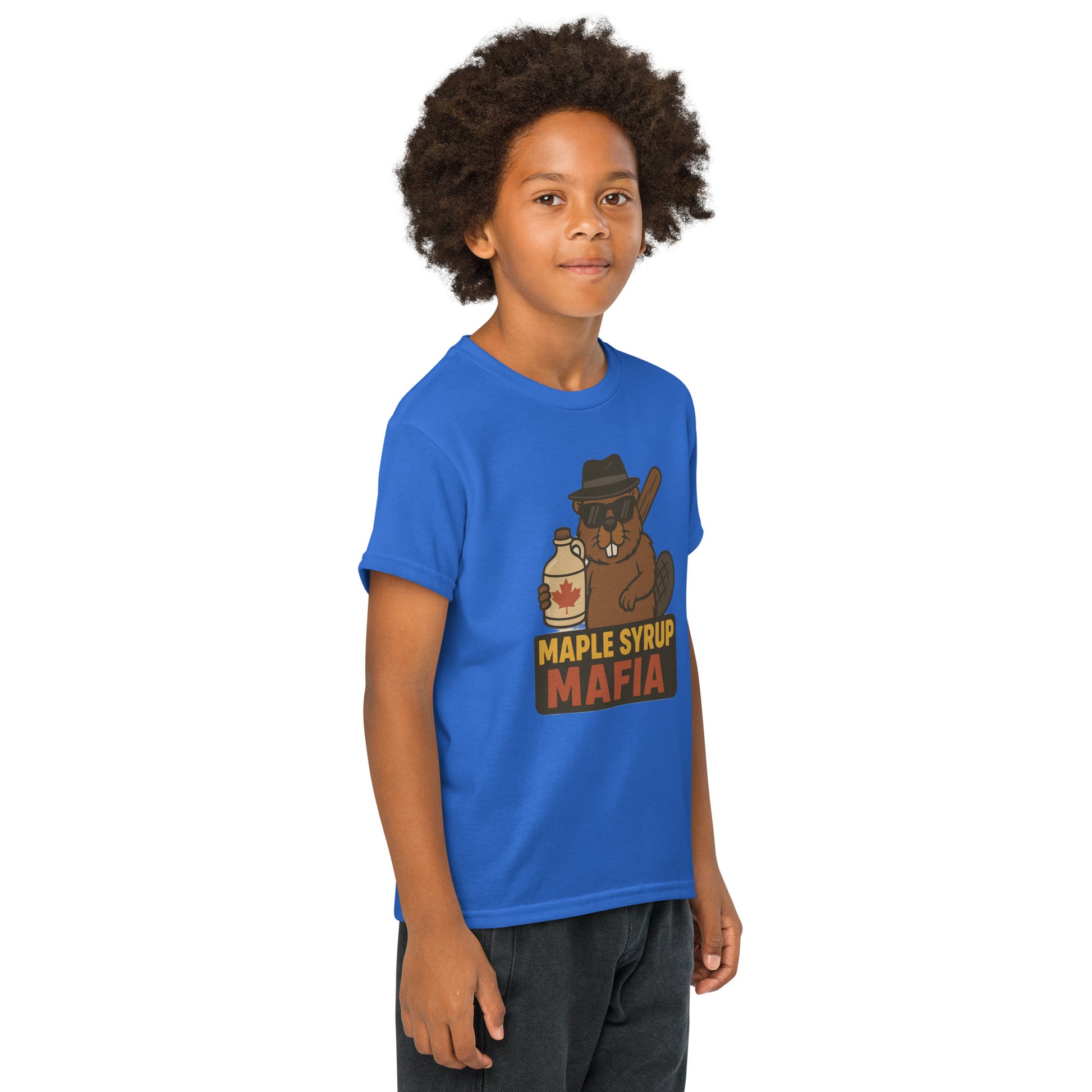 Maple Syrup Mafia Youth t-shirt  from Rare Plus Apparel – unique movie & pop culture inspired design.