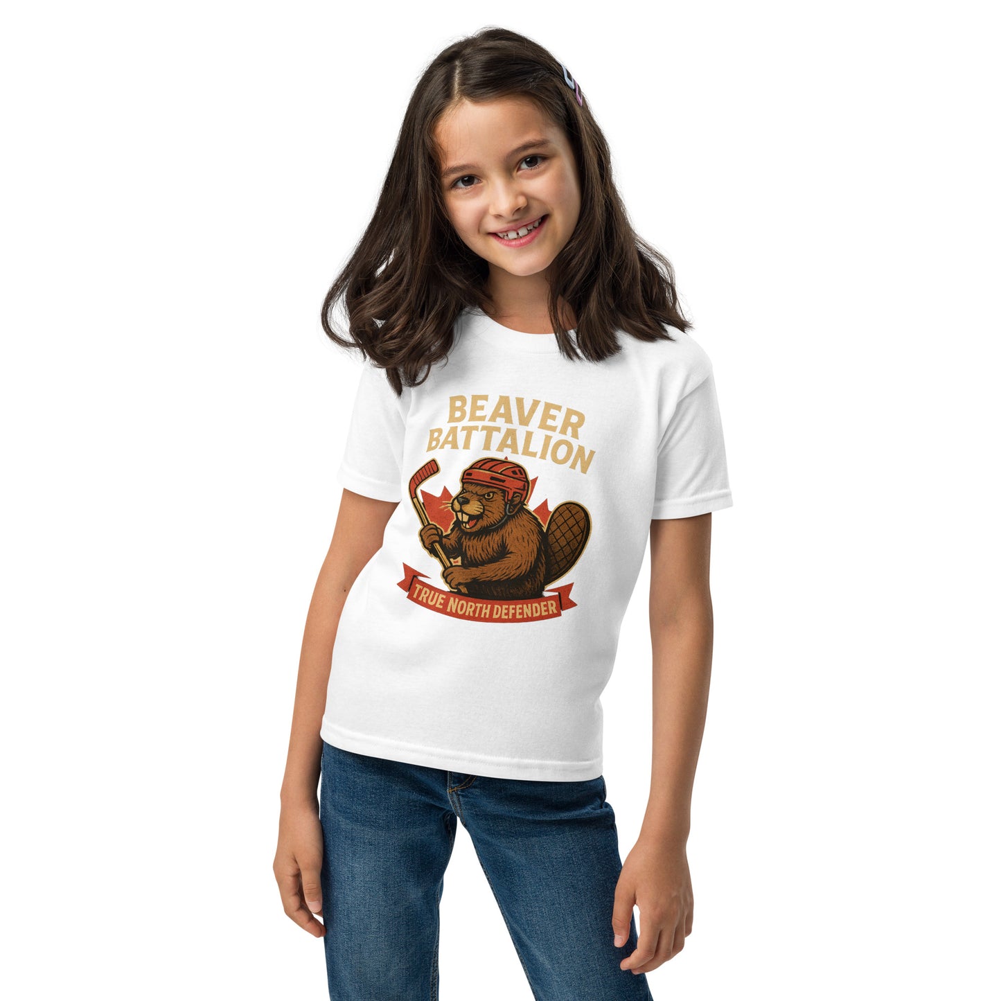 Beaver Battalion – True North Defender Youth t-shirt  from Rare Plus Apparel – unique movie & pop culture inspired design.