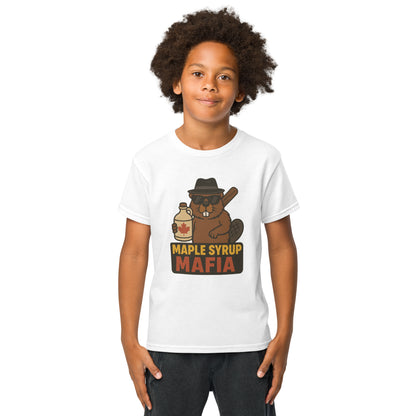 Maple Syrup Mafia Youth t-shirt  from Rare Plus Apparel – unique movie & pop culture inspired design.