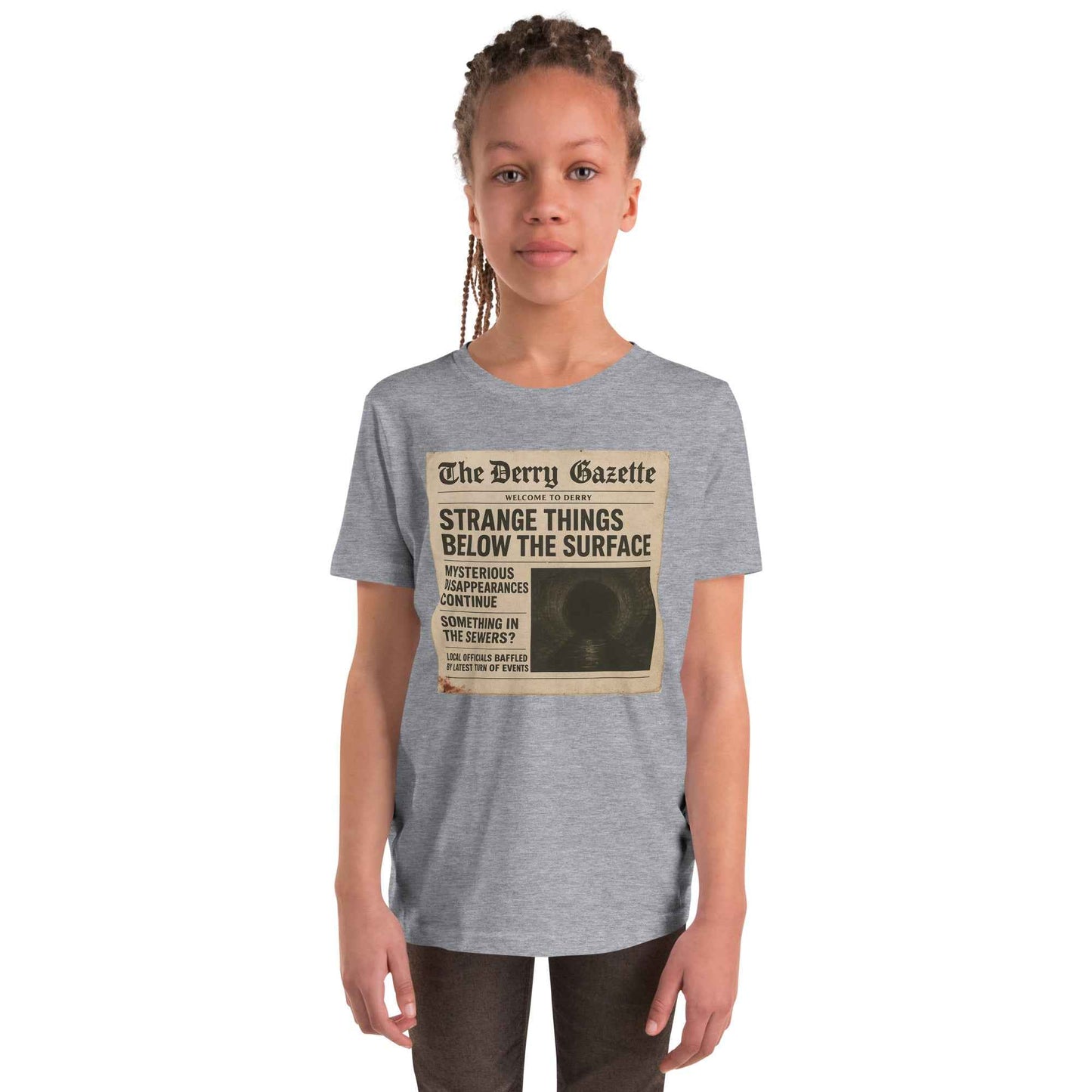 The Derry Gazette “Strange Things Below the Surface” Youth Short Sleeve T-Shirt