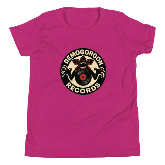 Demogorgon Records Youth Short Sleeve T-Shirt  from Rare Plus Apparel – unique movie & pop culture inspired design.