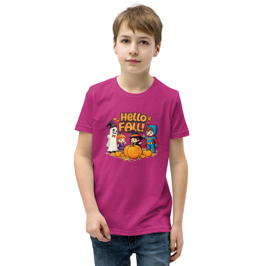 Hello Fall Youth Short Sleeve T-Shirt  from Rare Plus Apparel – unique movie & pop culture inspired design.