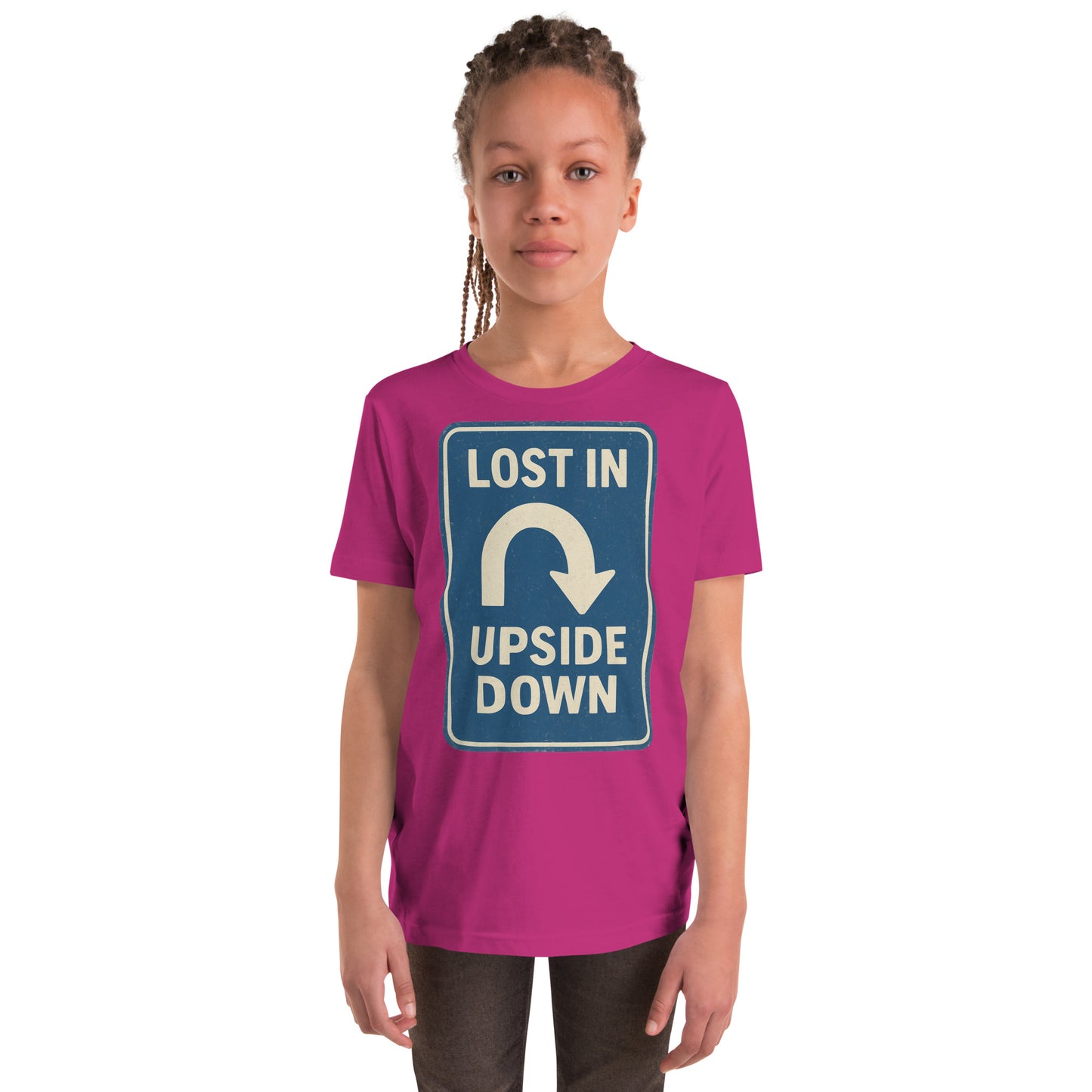 Lost in the Upside Down Youth Short Sleeve T-Shirt  from Rare Plus Apparel – unique movie & pop culture inspired design.