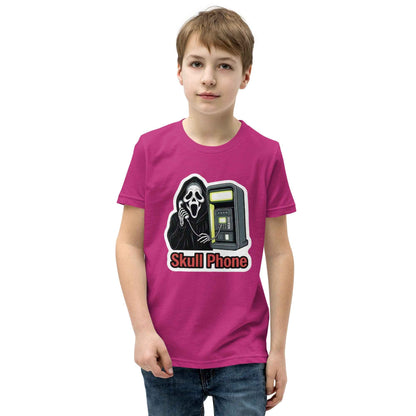 Skull Phone Skeleton Youth Short Sleeve T-Shirt