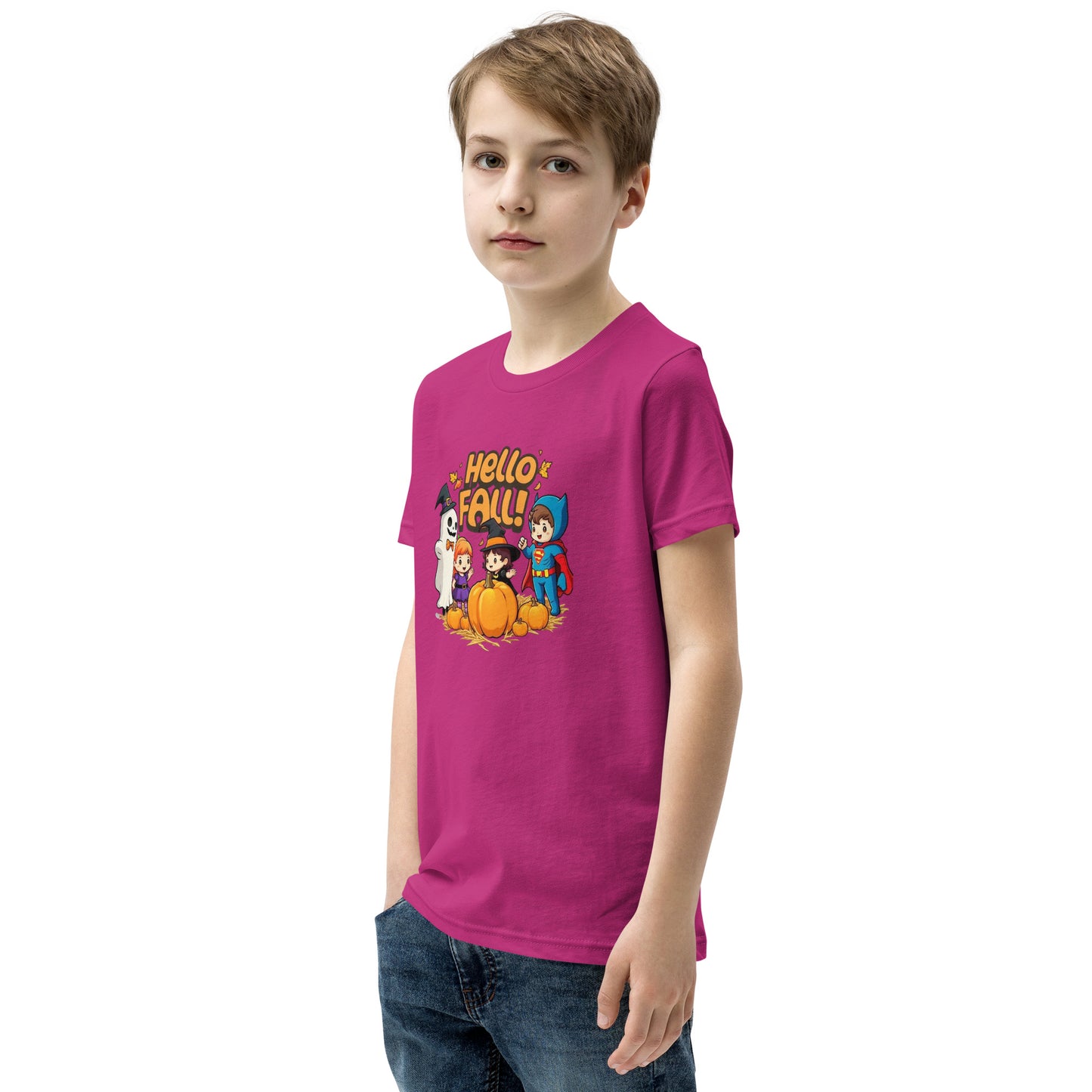 Hello Fall Youth Short Sleeve T-Shirt  from Rare Plus Apparel – unique movie & pop culture inspired design.