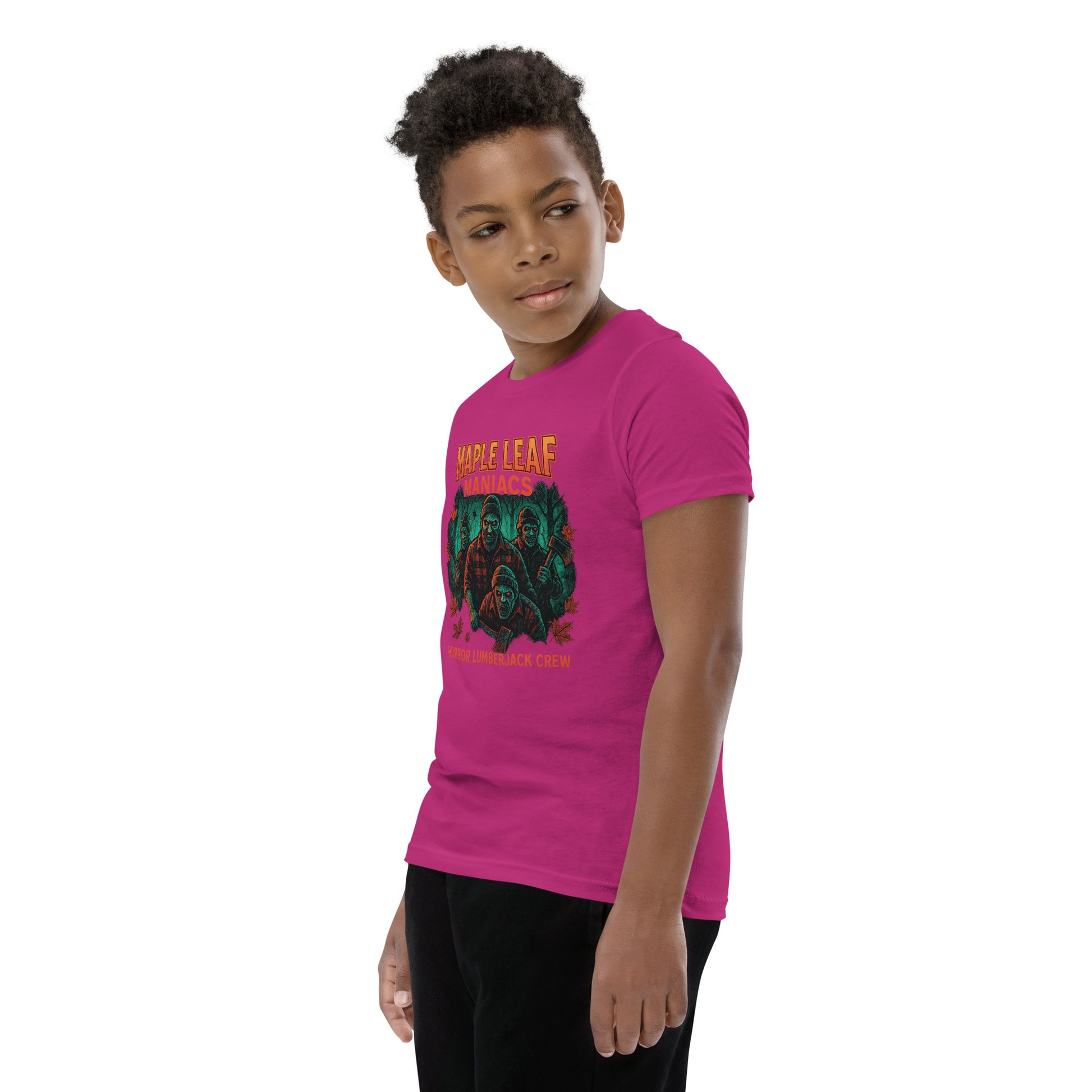 Maple Leaf Maniacs Youth Short Sleeve T-Shirt  from Rare Plus Apparel – unique movie & pop culture inspired design.