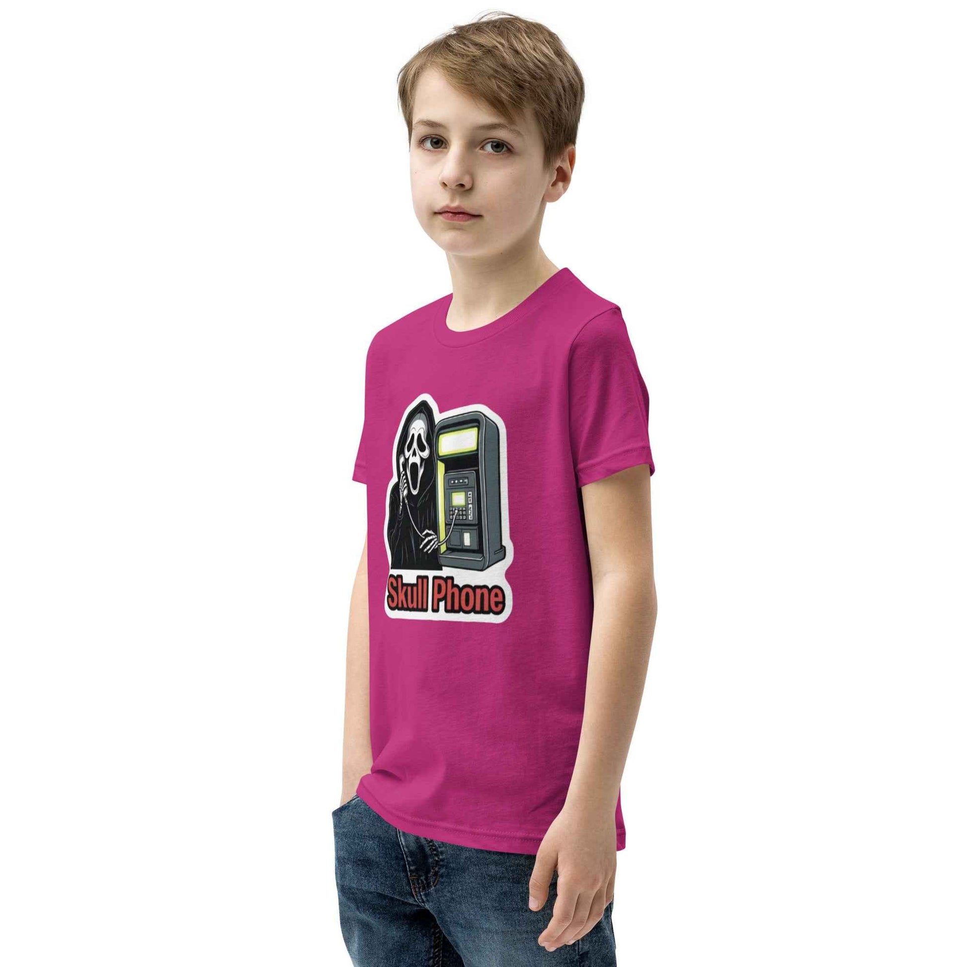 Skull Phone Skeleton Youth Short Sleeve T-Shirt