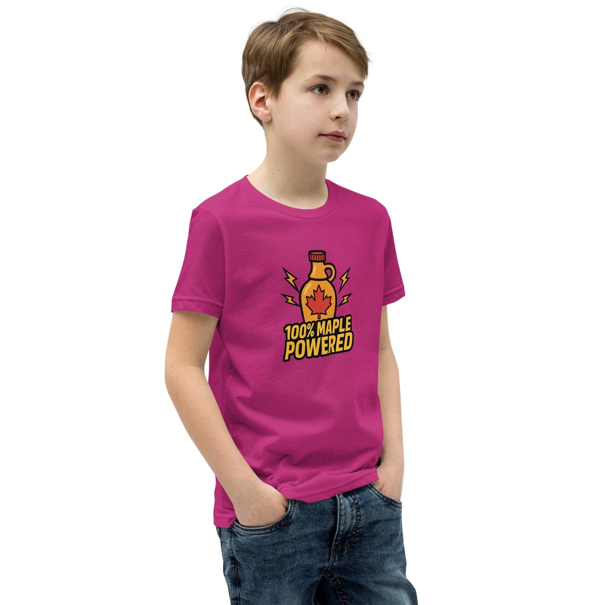 100% Maple Powered Youth Short Sleeve T-Shirt  from Rare Plus Apparel – unique movie & pop culture inspired design.