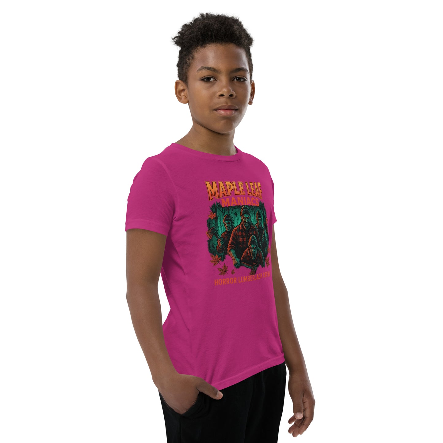Maple Leaf Maniacs Youth Short Sleeve T-Shirt  from Rare Plus Apparel – unique movie & pop culture inspired design.