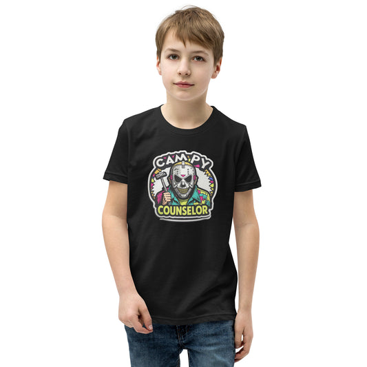 Campy Counselor Youth Short Sleeve T-Shirt  from Rare Plus Apparel – unique movie & pop culture inspired design.