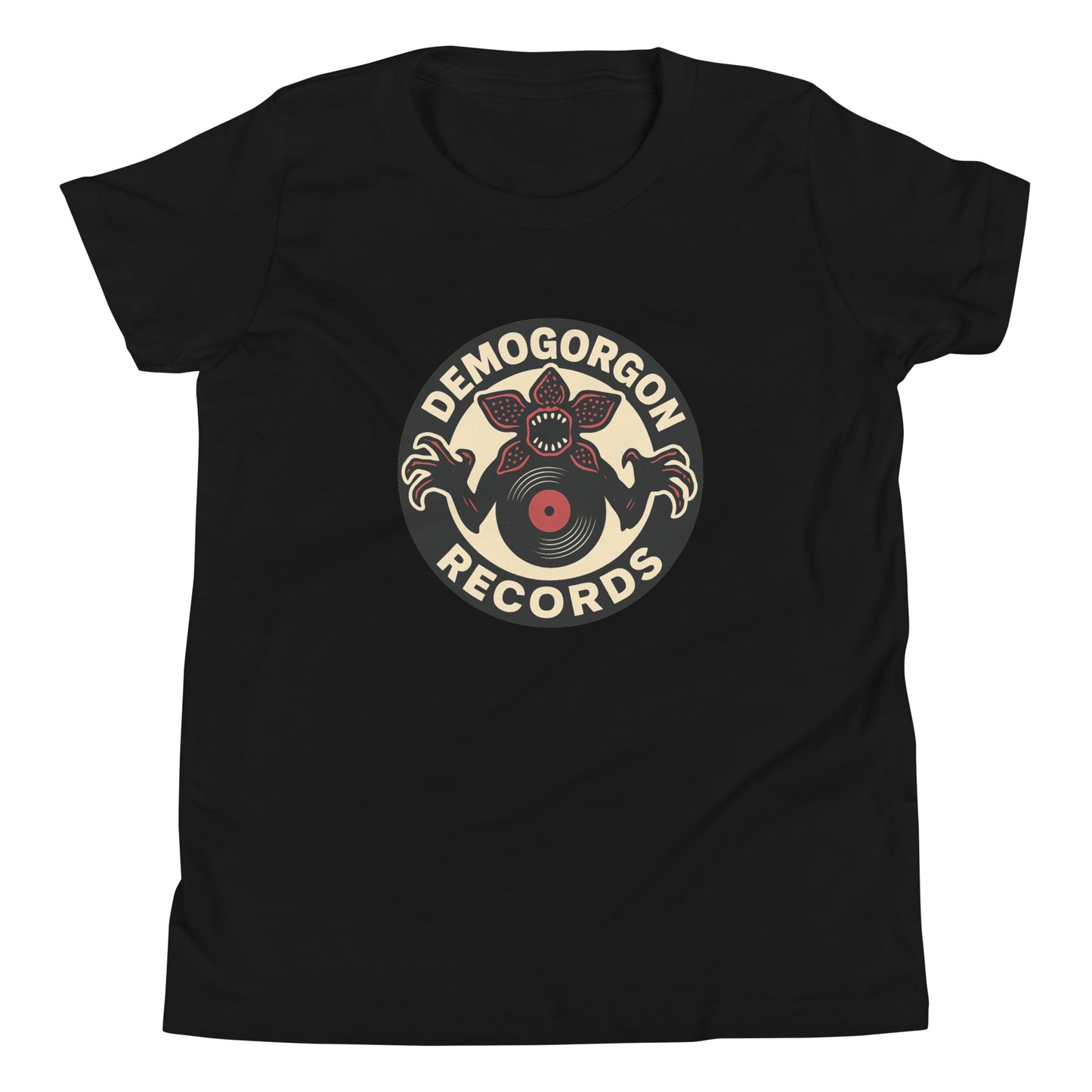 Demogorgon Records Youth Short Sleeve T-Shirt  from Rare Plus Apparel – unique movie & pop culture inspired design.