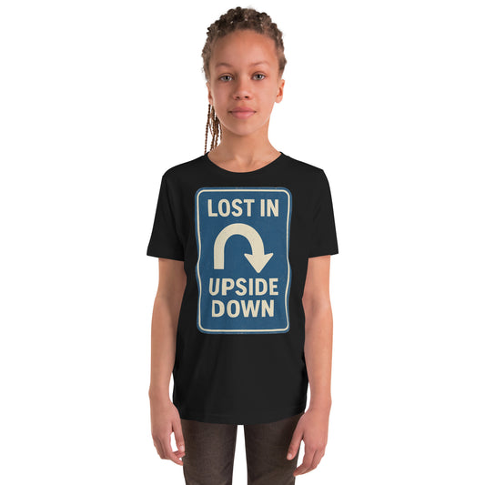 Lost in the Upside Down Youth Short Sleeve T-Shirt  from Rare Plus Apparel – unique movie & pop culture inspired design.